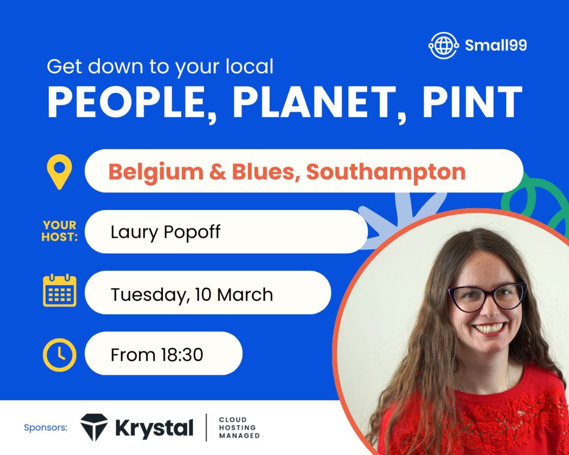 A community gathering focused on sustainability and environmental issues. Event at Belgium and Blues, Southampton 10.3.26 from 6.30pm.